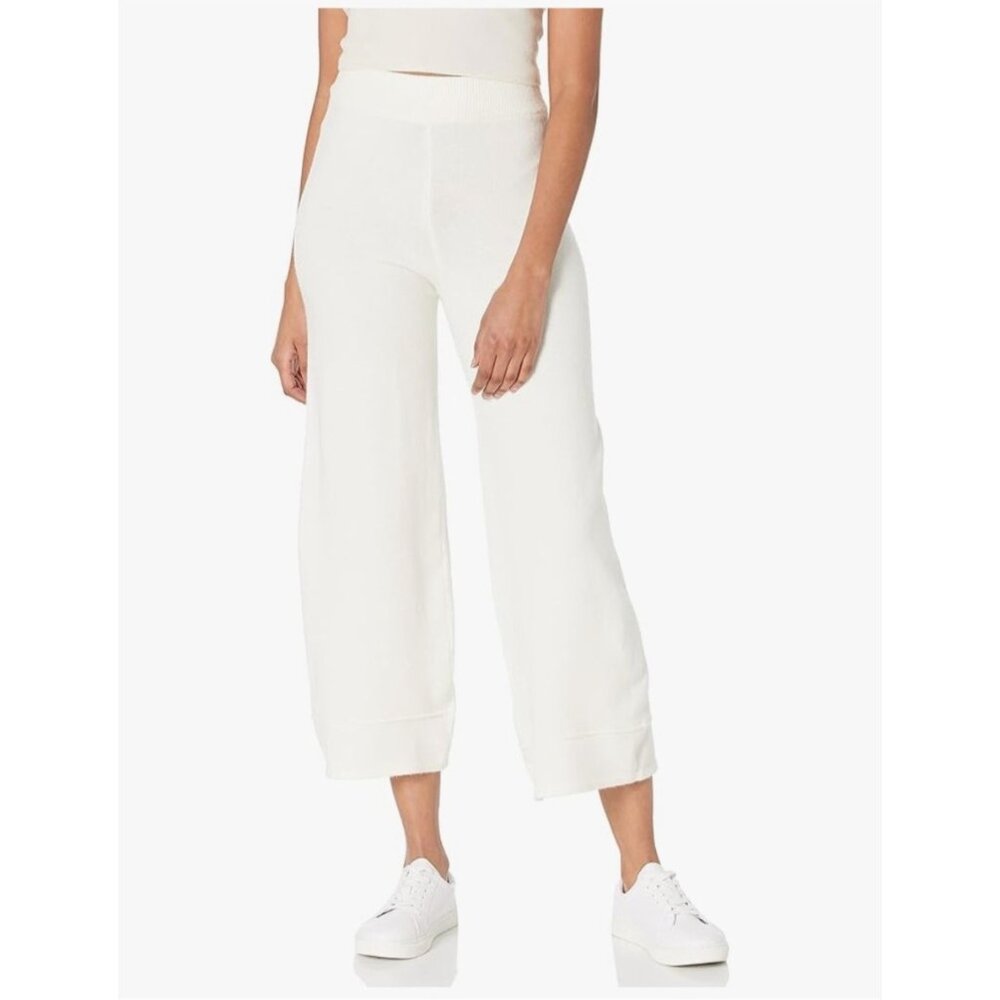 The Drop Womens Bernadette Pull-On Loose-Fit Knit Cropped Sweater Pant white 2X